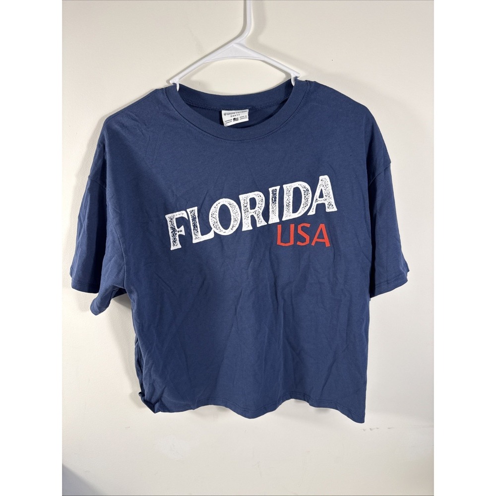 Florida USA Navy Blue Graphic Tee - Short Sleeve‎ Crop Top
